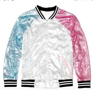 New Just Drew Custom Sequins Bomber Jacket Small
